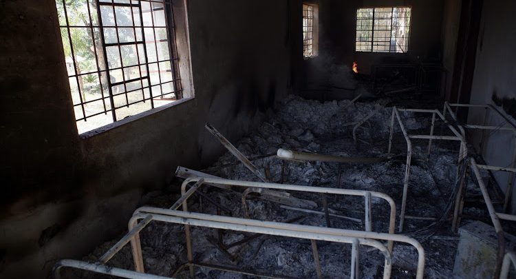 A portion of the torched Shondoni Secondary School in Vuwani