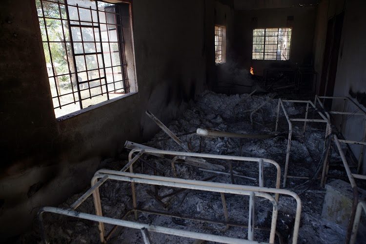 A portion of the torched Shondoni Secondary School in Vuwani
